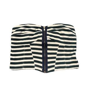 | SOLD |White and blue tube top with zipper